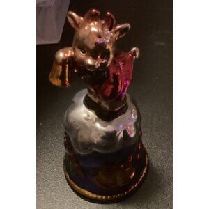 vintage mercury glass reindeer christmas bell 6" colorful shiney ornate metallic